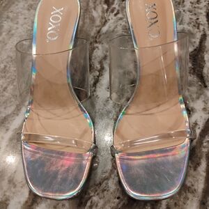 XOXO Women's Holographic Wedge Sandals